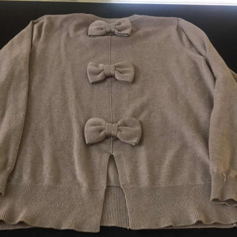 Tan Bow Back Sweater